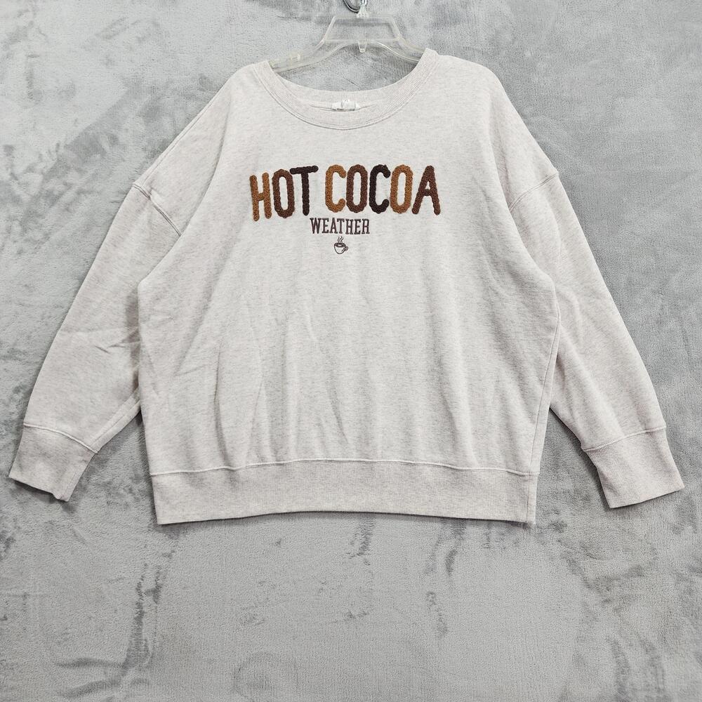 Maurices Sweatshirt Womens 2XL Beige Hot Cocoa Weather Fleece Graphic Pullover